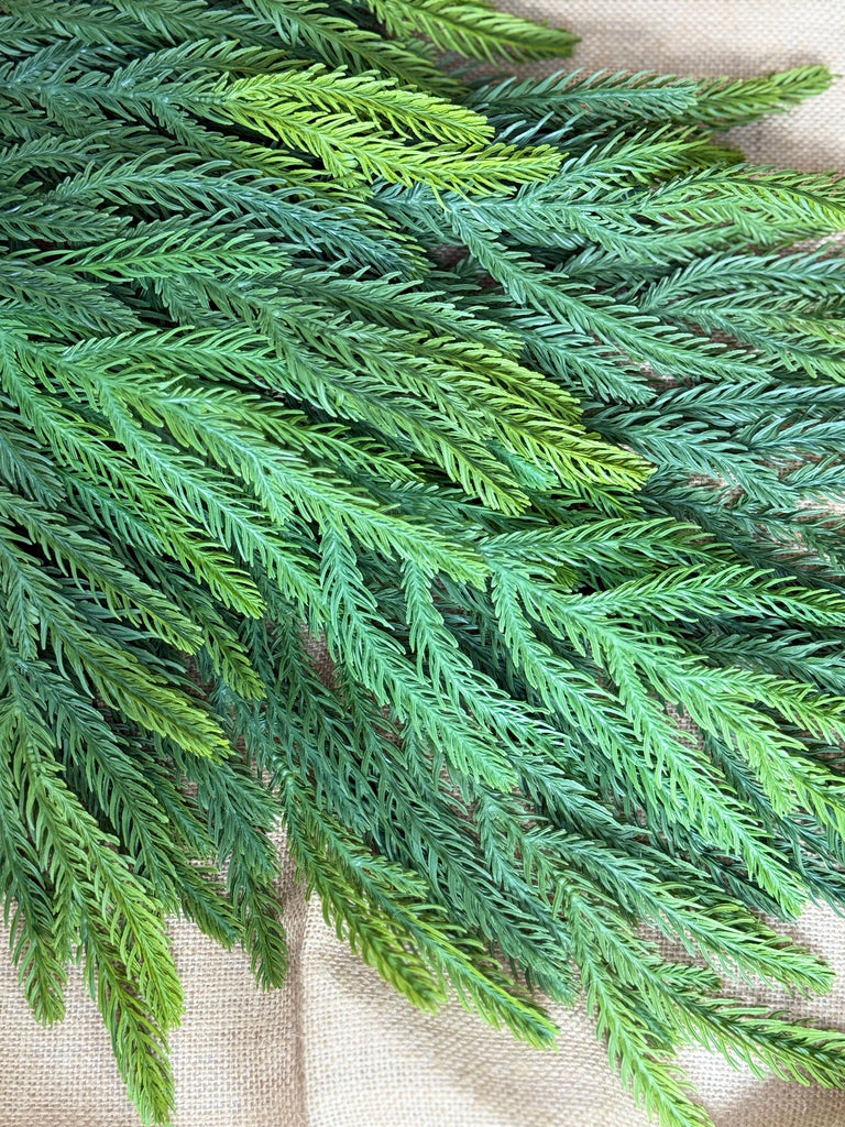 Norfolk Pine Artificial Christmas Teardrop Swags, 26 inch Long, 12 inch Wide, Set of 2, Indoor Outdoor, Natural Look