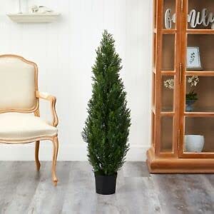 Two 3 Foot Outdoor Artificial Cedar Trees Potted Plants