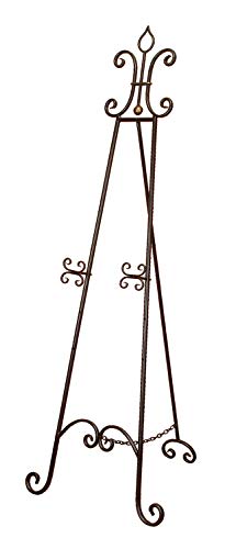 Deco 79 Metal Scroll Extra Large Free Standing Adjustable Display Stand Easel with Chain Support, 23" x 1" x 66", Black