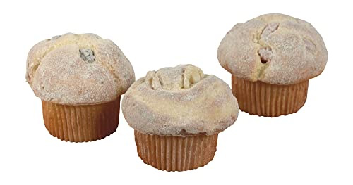 Artificial Muffins - Fake Pastry for Display, 3 Pieces, 2.75 Inches x 2.5 Inches Each, Mixed Nuts and Berries Styles