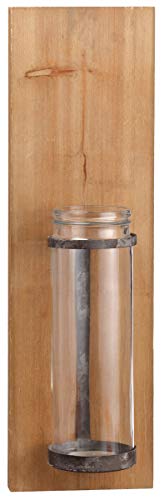 TenWaterloo Wall Vase Candle Sconce, 23.5 Inches high x 7 Inches Wide, Natural Wood and Metal