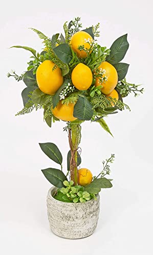 Artificial Potted Lemon Topiary Tree in Ceramic Pot, 19 Inches High