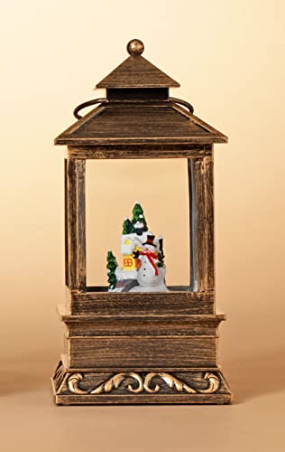 Lighted Spinning Christmas Water Globe Lantern Holiday Scene, Battery Operated with Timer, 8.5-Inch Height