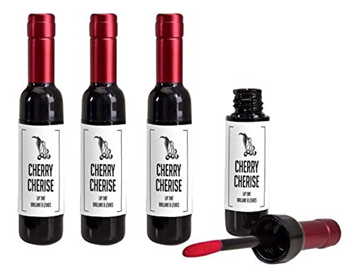 Cherry Scented Wine Bottle Design 6ml Pink Lip Tint Gloss 4 Pack