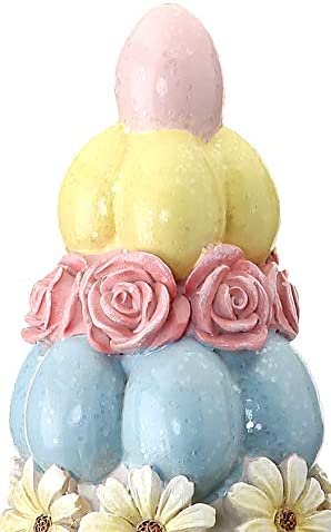 14 Inch Easter Egg Topiary Tree on Pedestal, Sparkling Easter Egg Sculpture Figurine Centerpiece