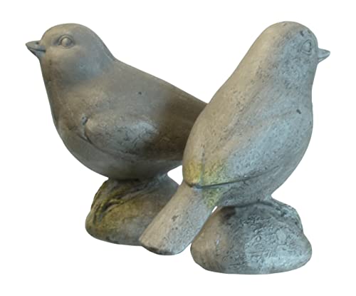 TenWaterloo Sculpted Decorative Bird Figurine Statues, 4.5 Inches Long, Bird Garden Décor, Set of 2, Collectible Bird Figurines, Gray