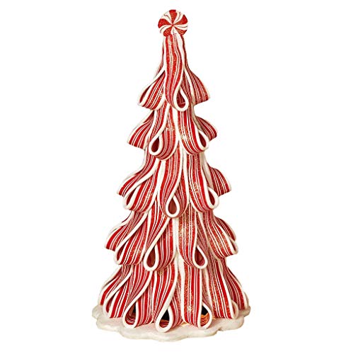 Gerson Peppermint Candy Christmas Trees with Light! - Battery Operated 9.5 Inch