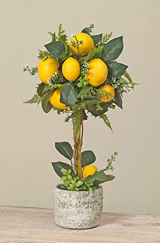 Artificial Potted Lemon Topiary Tree in Ceramic Pot, 19 Inches High