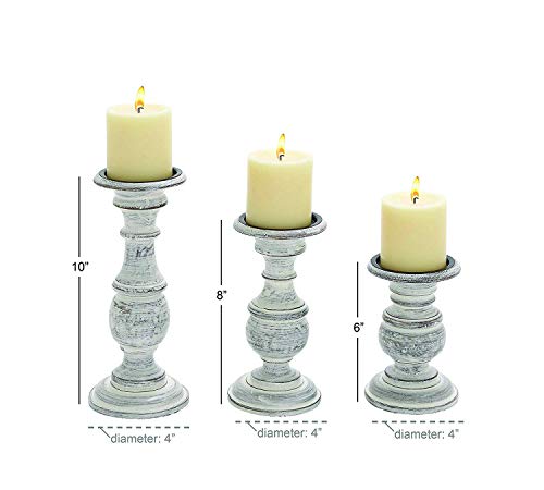 Ten Waterloo Wood Candle Holder, 10 by 8 by 6-Inch, White, Set of 3