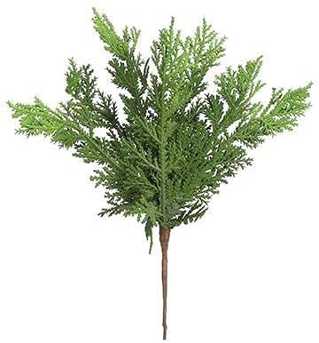 Set of 12 Artificial Natural Touch Cedar Pine Picks, 10 Inches Tall, Wired Branches for Arranging and Decoration