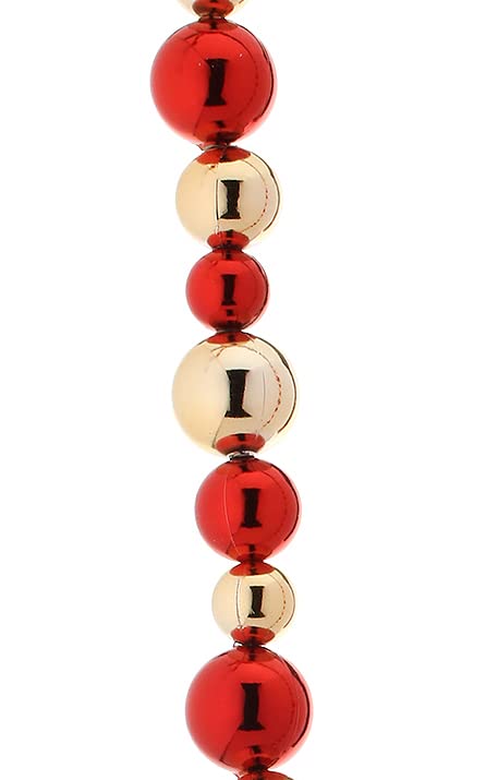 6 Foot Red and Gold Christmas Ball Ornament Garland, Shatterproof, Shiny Ball Garland .75 to 1.25 Inches Wide