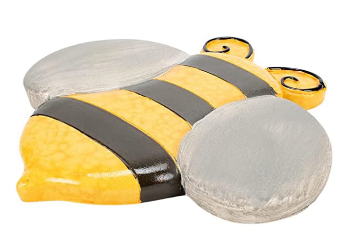 Garden Friends Bumblebee Stepping Stone, 9 Inches - Glazed with Yellow, Black