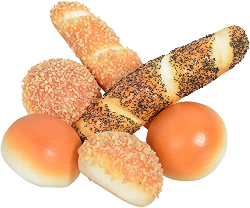 TenWaterloo Artificial Bread and Rolls - Fake Bread and Rolls for Display, 6 Pieces