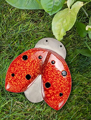 Garden Friends Ladybug Stepping Stone, 9 Inches - Glazed with Red, Black and Yellow