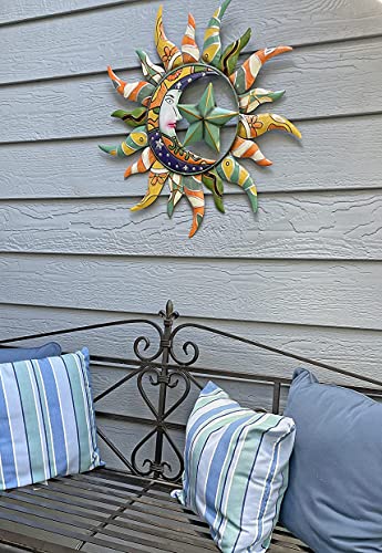 Sun Moon & Stars Metal Wall Hanging Garden Art