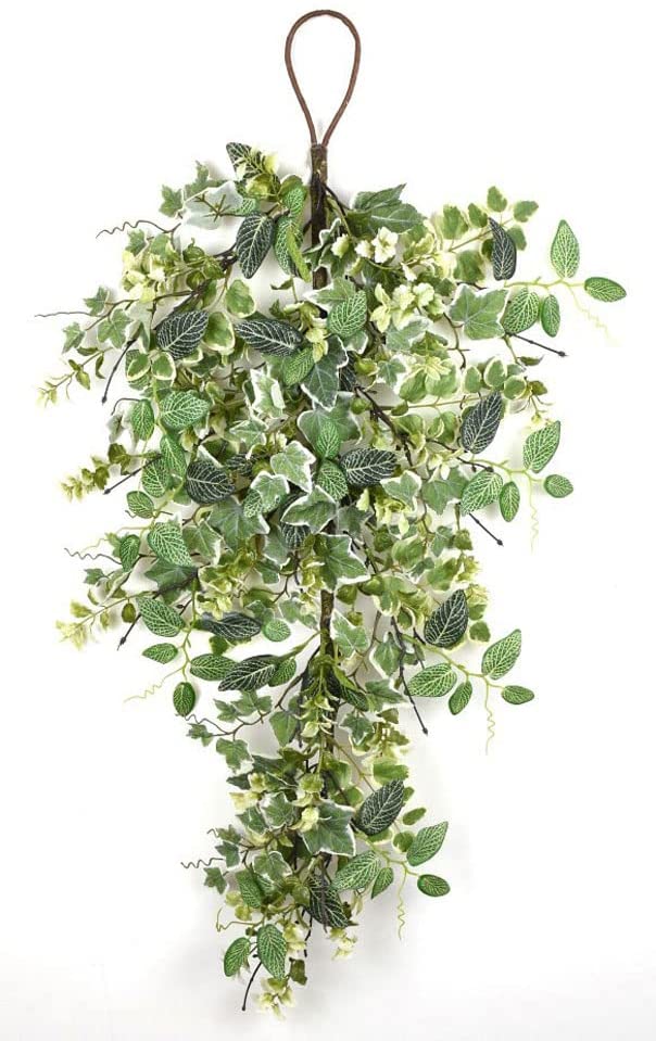 Direct Export 32 Inch Artificial Ivy and Green Foliage Teardrop Swag, Front Door Accent