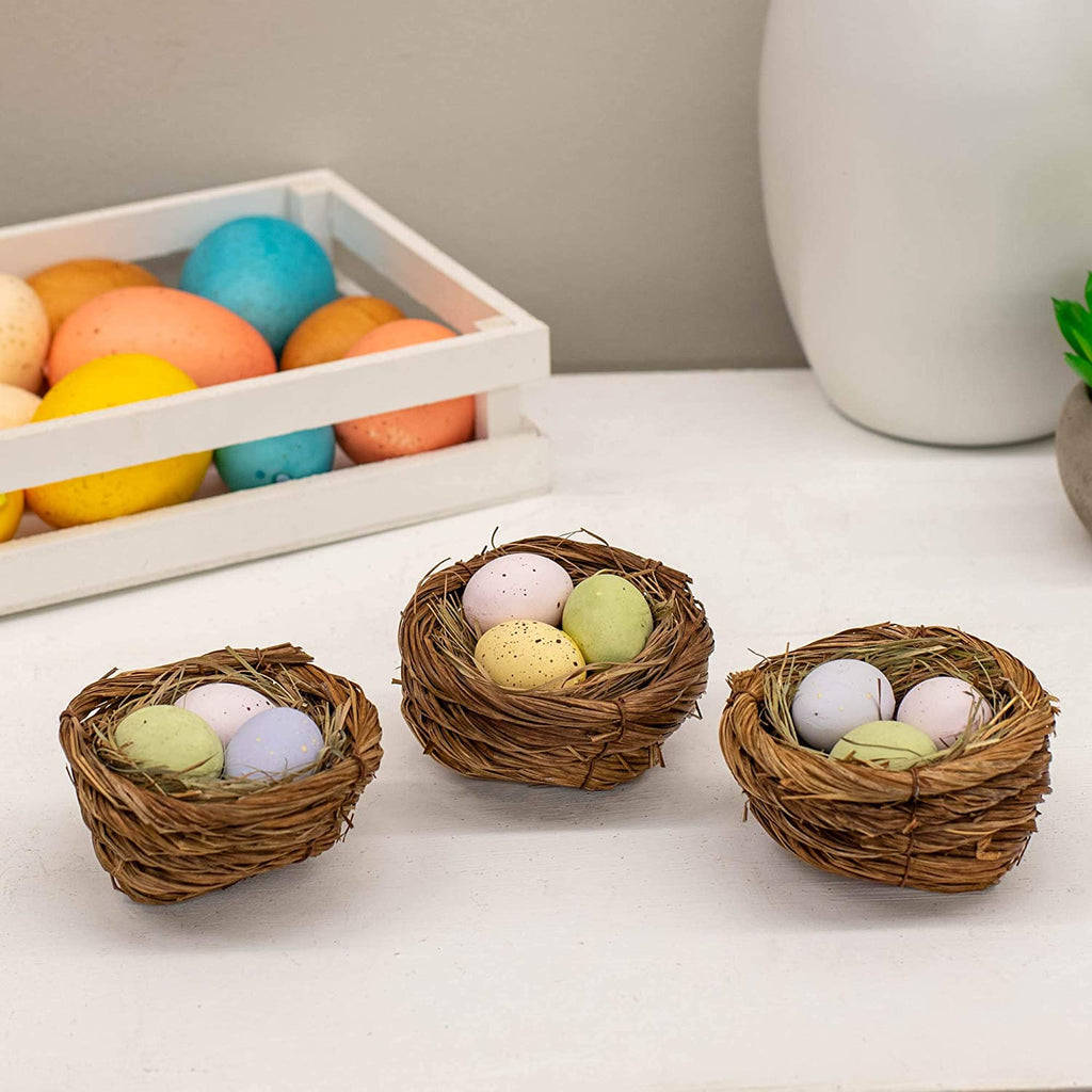 Raz 4103407 Artificial Nest with Eggs, Set of 3, Chinese Sprangletop