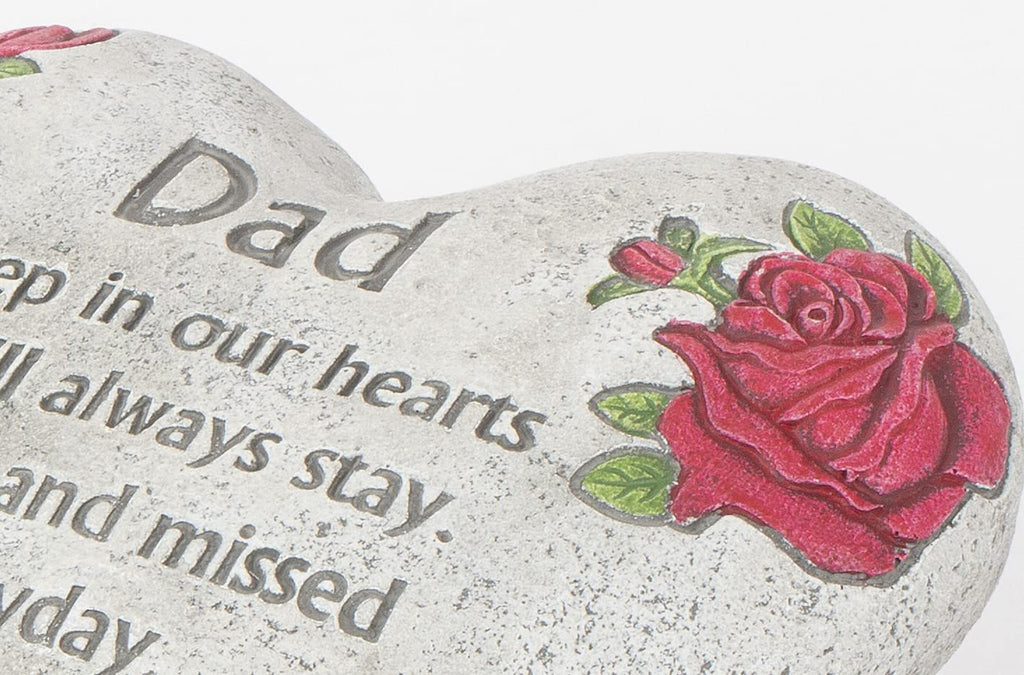 Teters Heart Memorial Stone for Dad, 5.5 Inches, Garden Memorial