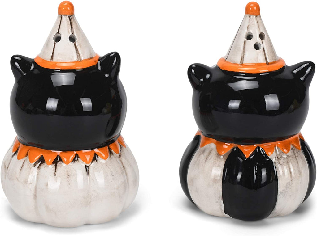 Johanna Parker Design Black Cat Halloween Salt and Pepper Shaker Set, Spooky Pumpkin 4.13 x 3