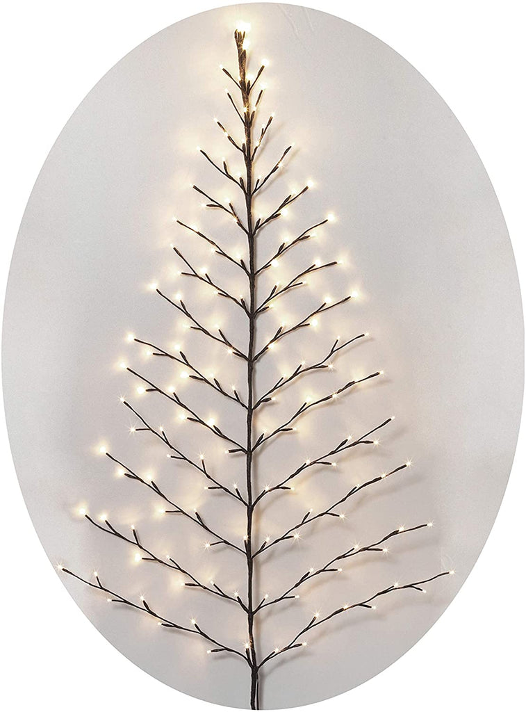 TenWaterloo Lighted Christmas Wall Tree - Indoor/Outdoor LED 5 Foot High - Cool White Lights - Battery Operated with Timer