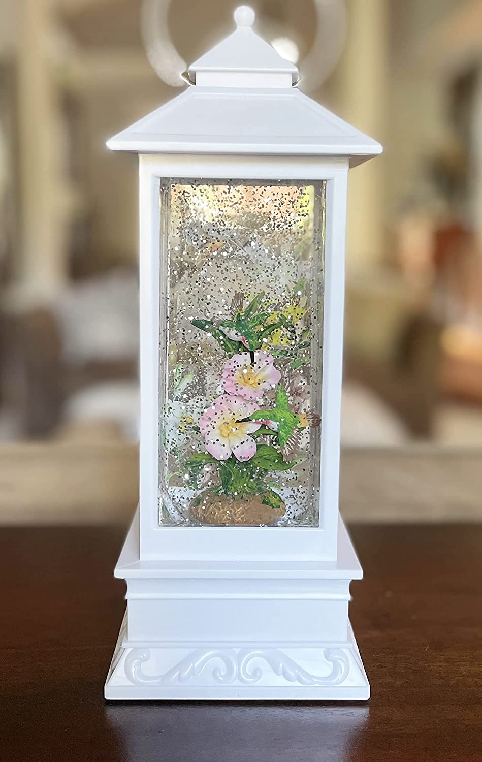 Spring and Summer Water Lantern with Hummingbirds and Flowers, Battery ...