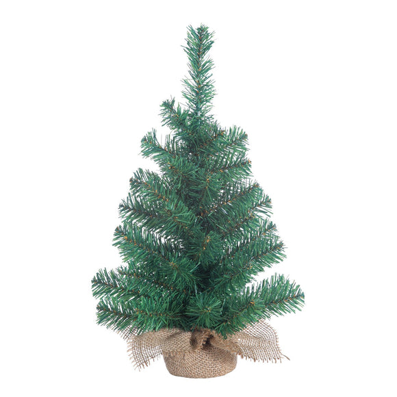 Small Christmas Tree Indoor Gerson Tabletop 18 Inch Pine Tree with Burlap Base Miniature Artificial Green with Lots of Branches for Decorations and Lights