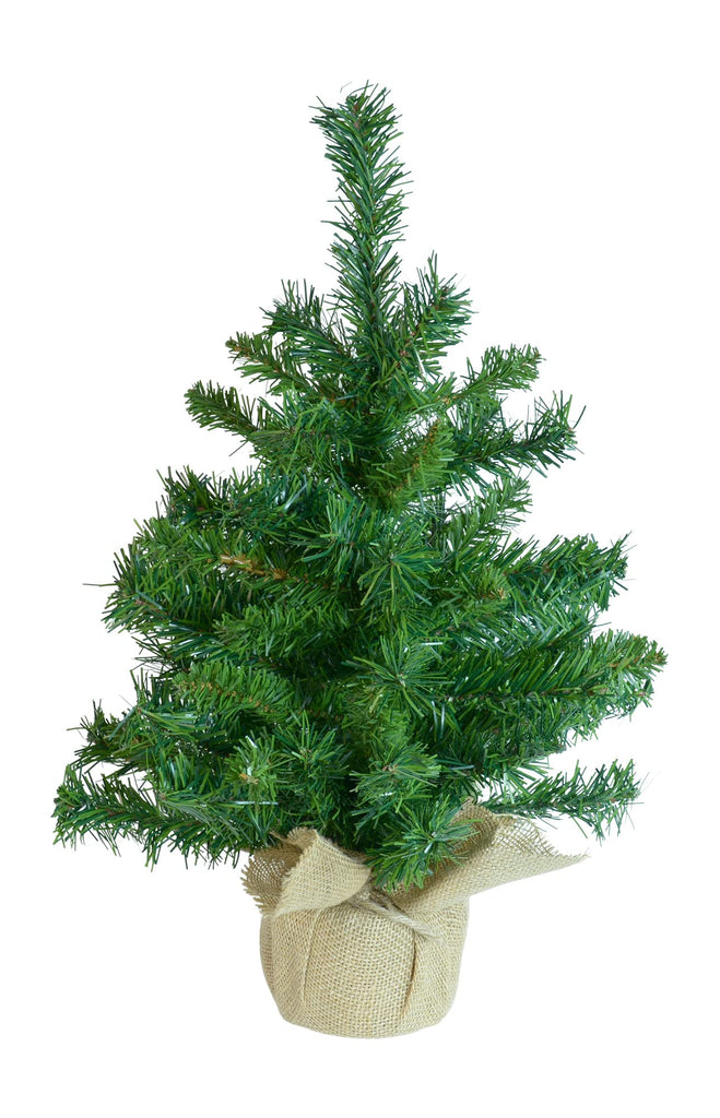 18 Inch Artificial Pine Seedling Tabletop Christmas Tree in Burlap Wrapped Base