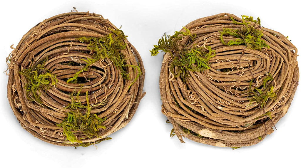 Bird Nest with Eggs Brown and White 4.5 Inches Vine Home Décor Accent Set of 2
