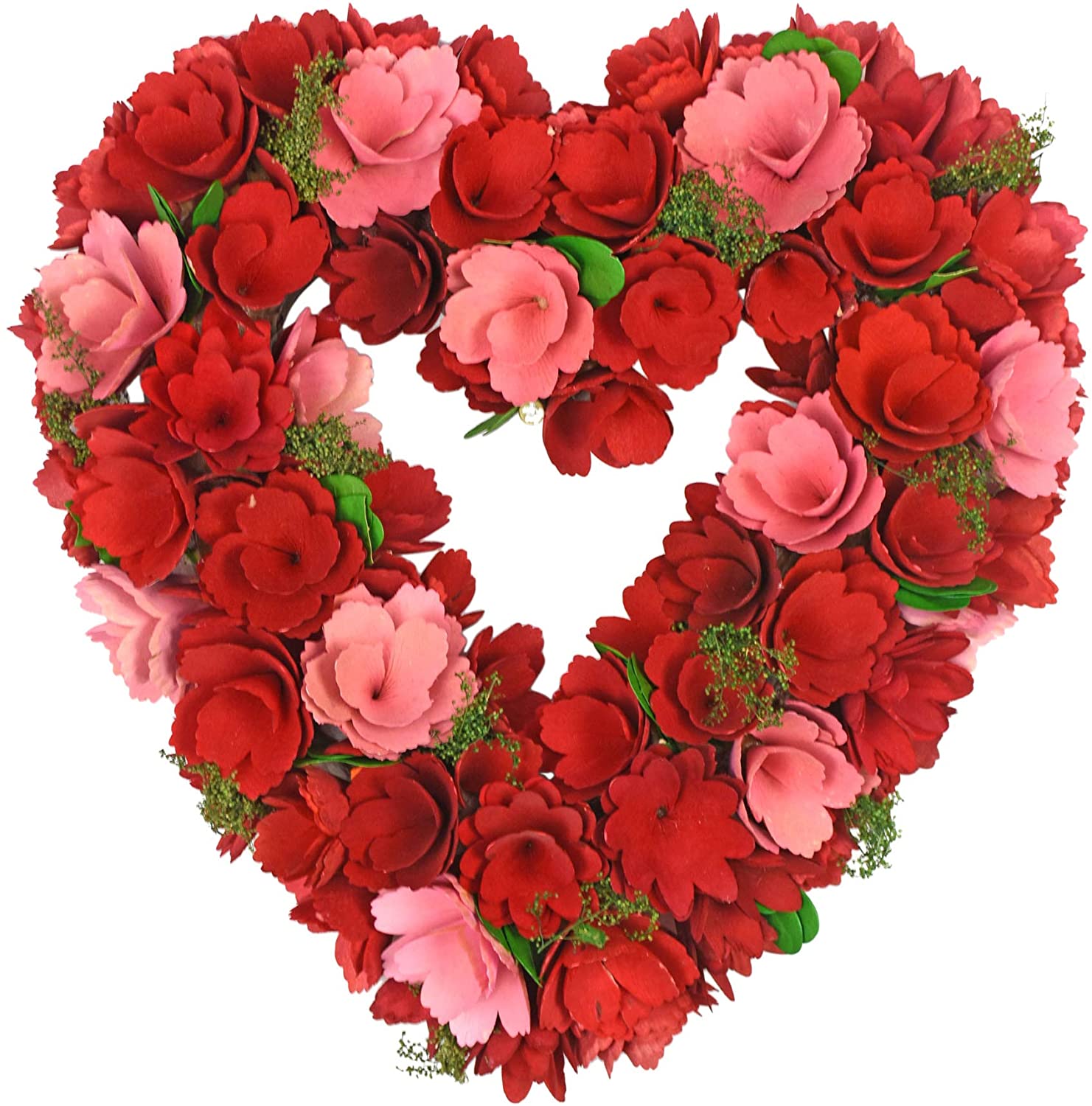 ASSTD NATIONAL BRAND 14in Salmon Pink Valentine'S Day Wooden Floral Heart  Wreath