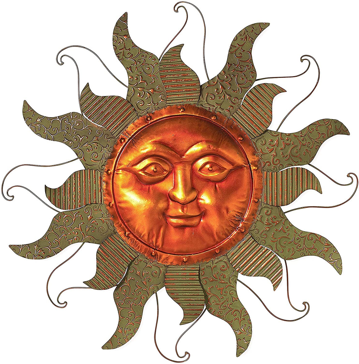 Mission Gallery Stunning 29.5" Large Copper Face Metal Wall Decor with Beautiful Patinaed Sun Rays