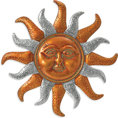 Cast Iron Sun Face Wall Plaque – Rustic Antique Gold Patina, Heavy Duty, 10x9.5 Inches