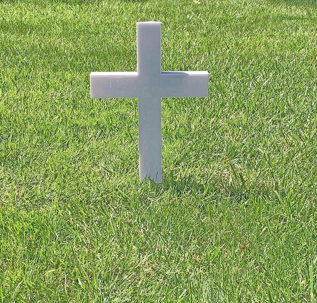 Lighted White Garden Cross, Solar Lighted Cross 13.75 Inches High x 9.75 Inches Wide